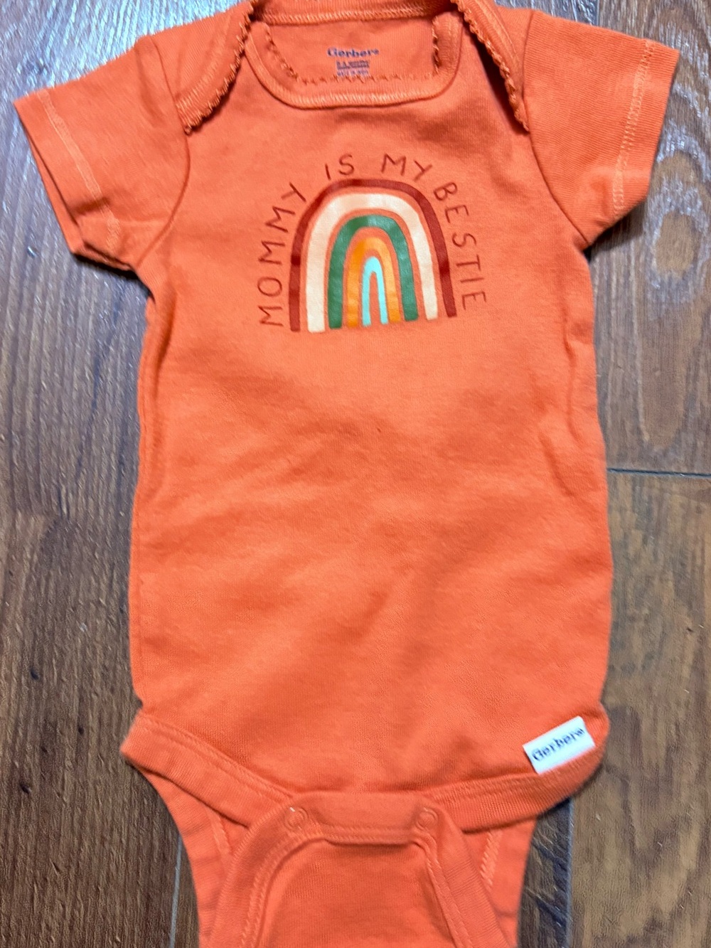 Gerber Orange Rainbow 'Mommy Is My Bestie' Short-Sleeve One-Piece